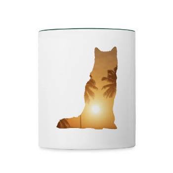 Plage d’été - Siberian Husky - Mug contrasté - blanc/vert foncé - Devant