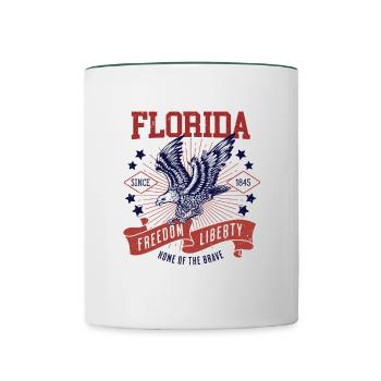 Retro USA Eagle Freedom 1845 Vintage Florida - Contrasting Mug - white/dark green - Front