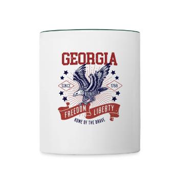 Retro USA Eagle Freedom 1788 Vintage Georgia - Contrasting Mug - white/dark green - Front