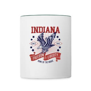 Retro USA Eagle Freedom 1816 Vintage Indiana - Contrasting Mug - white/dark green - Front
