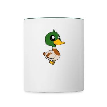 Kawaii Duck - Contrasting Mug - white/dark green - Front