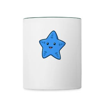 Kawaii Starfish - Contrasting Mug - white/dark green - Front