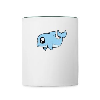 Kawaii Porpoise - Contrasting Mug - white/dark green - Front