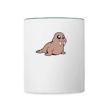 Kawaii Walrus - Contrasting Mug - white/dark green - Front