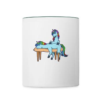 Licorne massée - Physiothérapie - Mug contrasté - blanc/vert foncé - Devant