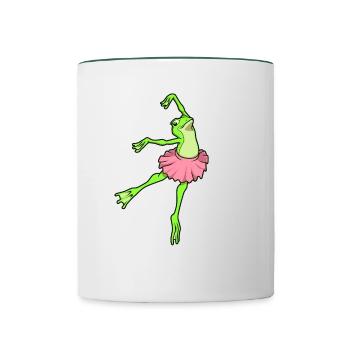 Comic Frosch tanzt Ballett - Ballerina - Tasse zweifarbig - Weiß/Dunkelgrün - Vorne
