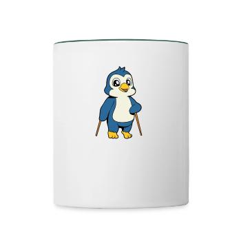 Marche nordique Comic Penguin - Mug contrasté - blanc/vert foncé - Devant