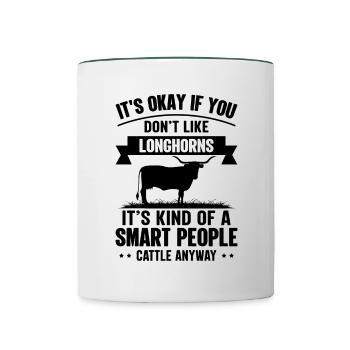 Personnes intelligentes - Cow Longhorns - Mug contrasté - blanc/vert foncé - Devant
