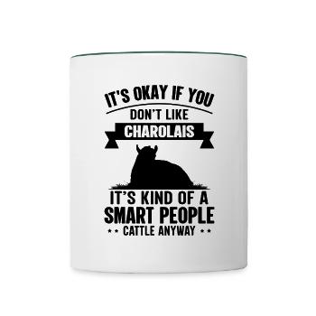 Personnes intelligentes - Cow Charolais - Mug contrasté - blanc/vert foncé - Devant