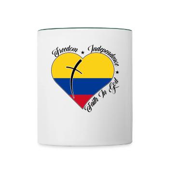 Freiheit Glaube An Gott - Kolumbien - Tasse zweifarbig - Weiß/Dunkelgrün - Vorne