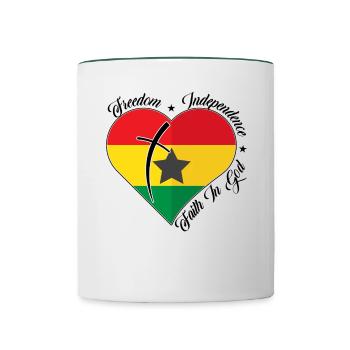 Freiheit Glaube An Gott - Ghana - Tasse zweifarbig - Weiß/Dunkelgrün - Vorne