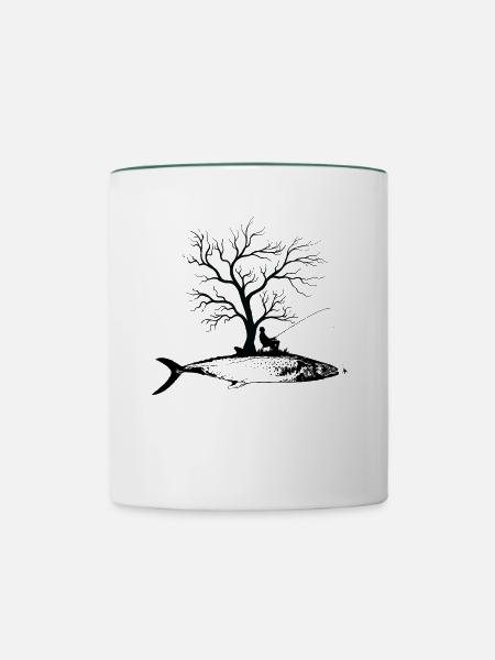 Grafikbaum - Fisch Spanische Makrele - Tasse zweifarbig - Weiß/Dunkelgrün
