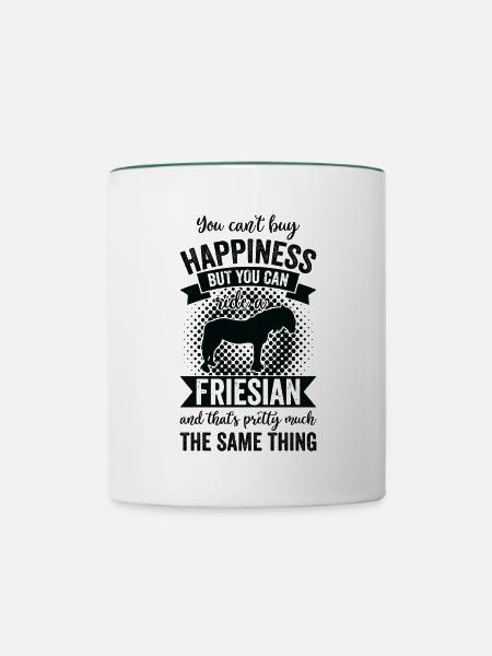 Reiten - Friesisches Pferd - Tasse zweifarbig - Weiß/Dunkelgrün