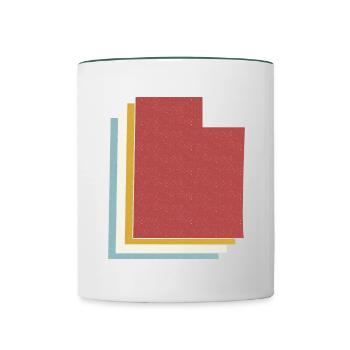 État des États-Unis - Carte vintage Utah - Mug contrasté - blanc/vert foncé - Devant