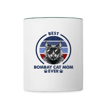 Maman chat - Bombay Cat - Mug contrasté - blanc/vert foncé - Devant