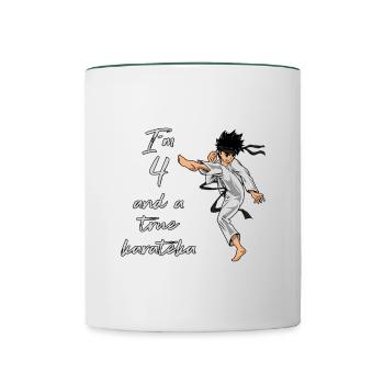 Ich bin 4 - Jungen Karate - Tasse zweifarbig - Weiß/Dunkelgrün - Vorne