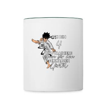 Ich bin 4 - Jungen Karate - Tasse zweifarbig - Weiß/Dunkelgrün - Vorne