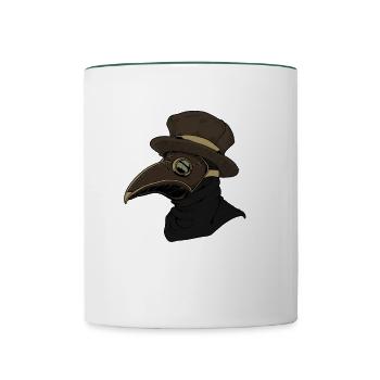 Plague doctor with plague mask - drawing of the plague doctor - Contrasting Mug - white/dark green - Front