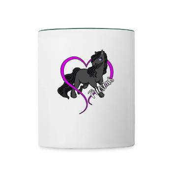 Pferdeliebhaber - Friesen - Tasse zweifarbig - Weiß/Dunkelgrün - Vorne