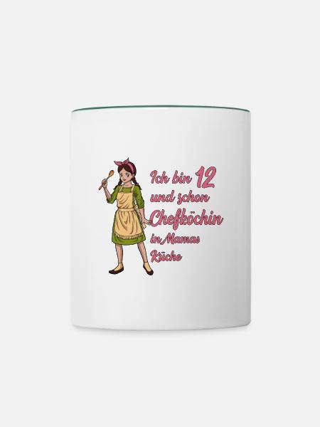 Ich bin 12 - Mädchen Koch - Tasse zweifarbig - Weiß/Dunkelgrün