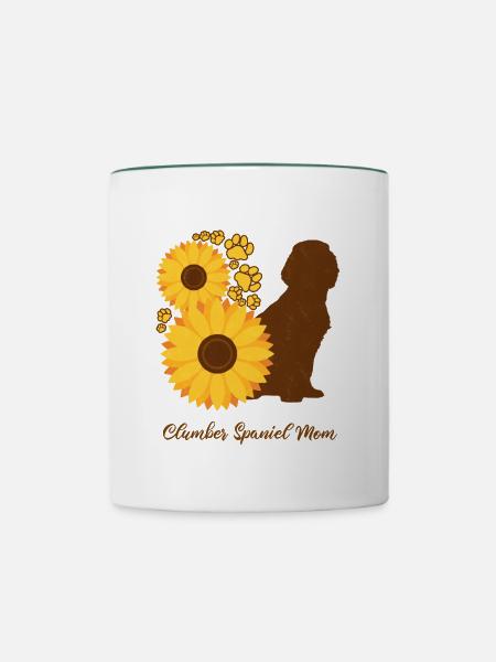 Sonnenblumenmutter - Clumber Spaniel - Tasse zweifarbig - Weiß/Dunkelgrün