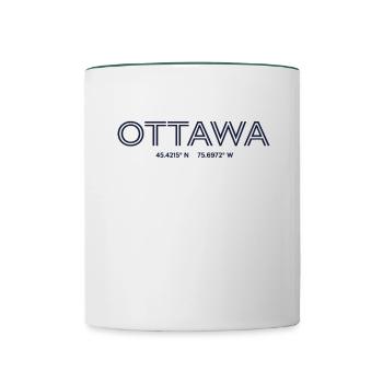 Canada City Coordinates - Ottawa - Contrasting Mug - white/dark green - Front