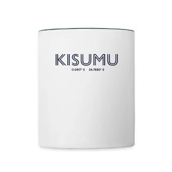 Kenya Stadt Koordinaten - Kisumu - Tasse zweifarbig - Weiß/Dunkelgrün - Vorne