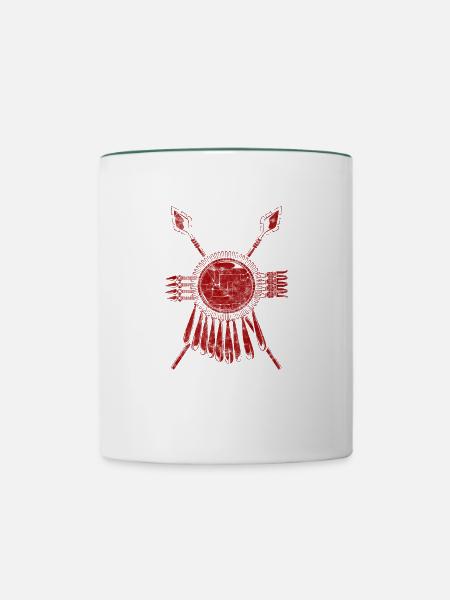 Schild und Speer - Azteken-Krieger - Tasse zweifarbig - Weiß/Dunkelgrün