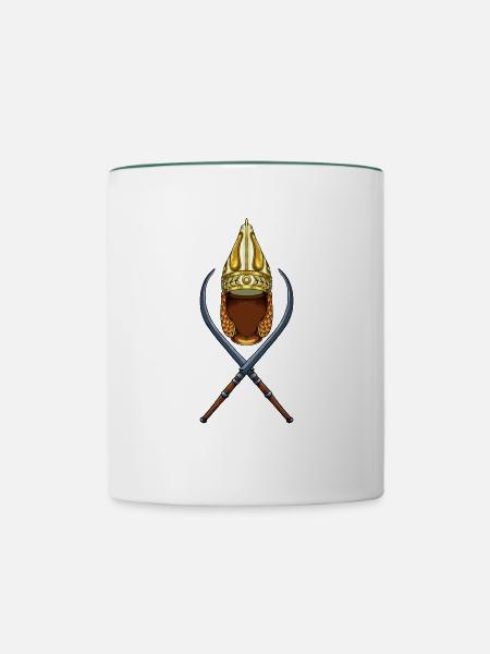 Daker Schwerter und Helm - Tasse zweifarbig - Weiß/Dunkelgrün