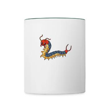 Kawaii Centipedes - Contrasting Mug - white/dark green - Front