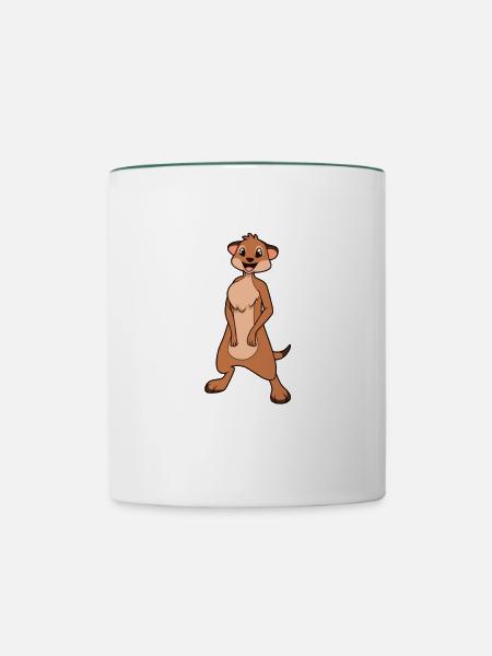 Kawaii Erdmännchen - Tasse zweifarbig - Weiß/Dunkelgrün
