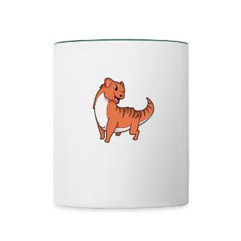 Kawaii Mongoose - Contrasting Mug - white/dark green - Front