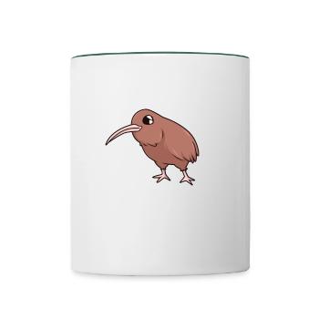 Kawaii Kiwi - Mug contrasté - blanc/vert foncé - Devant