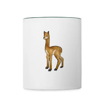 Kawaii Vicuña - Mug contrasté - blanc/vert foncé - Devant