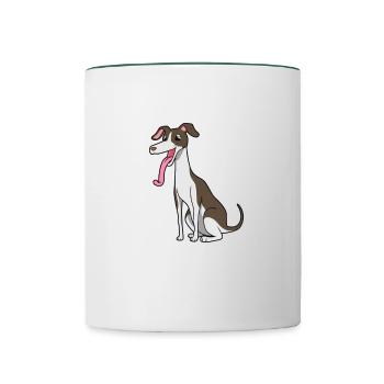 Kawaii Whippet - Tasse zweifarbig - Weiß/Dunkelgrün - Vorne