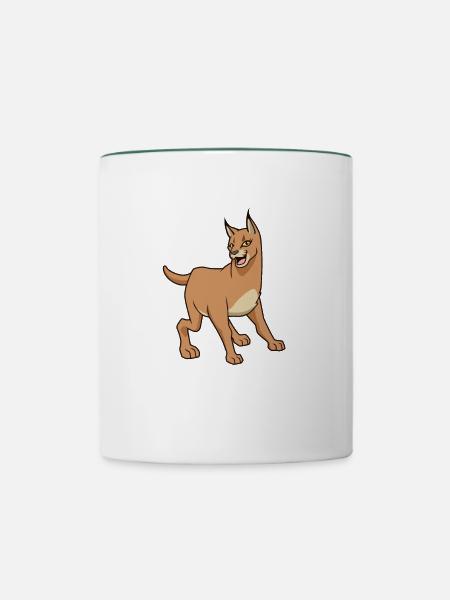 Kawaii Karakal - Tasse zweifarbig - Weiß/Dunkelgrün