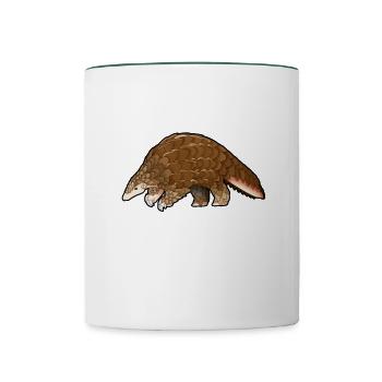 Zeichnung eines Schuppentiers - Tasse zweifarbig - Weiß/Dunkelgrün - Vorne