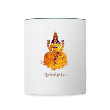 Hindu God - Lakshmi - Contrasting Mug - white/dark green - Front