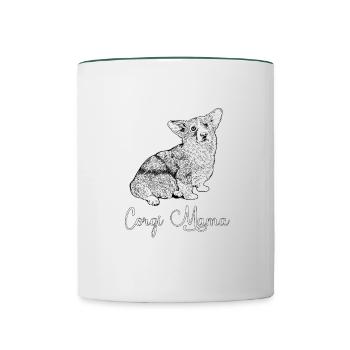 Corgi lover - Corgi Mama - Contrasting Mug - white/dark green - Front