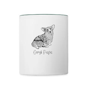 Amoureux de Corgi - Corgi Papa - Mug contrasté - blanc/vert foncé - Devant