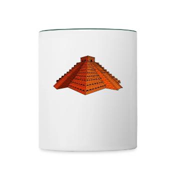 Aztekische Pyramide - Tasse zweifarbig - Weiß/Dunkelgrün - Vorne