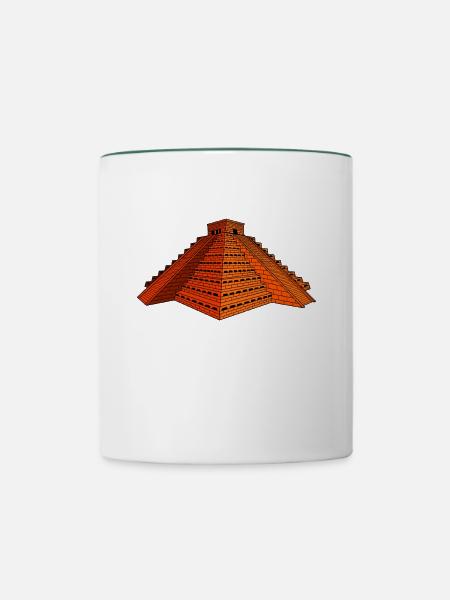 Aztekische Pyramide - Tasse zweifarbig - Weiß/Dunkelgrün
