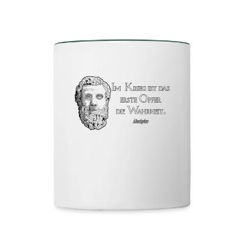 Im Krieg ist das erste Opfer die Wahrheit - Tasse zweifarbig - Weiß/Dunkelgrün - Vorne