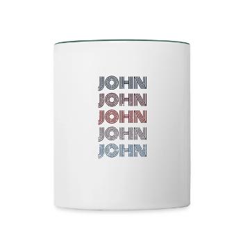 70er Retro Name Vintage Personalisieres John - Tasse zweifarbig - Weiß/Dunkelgrün - Vorne