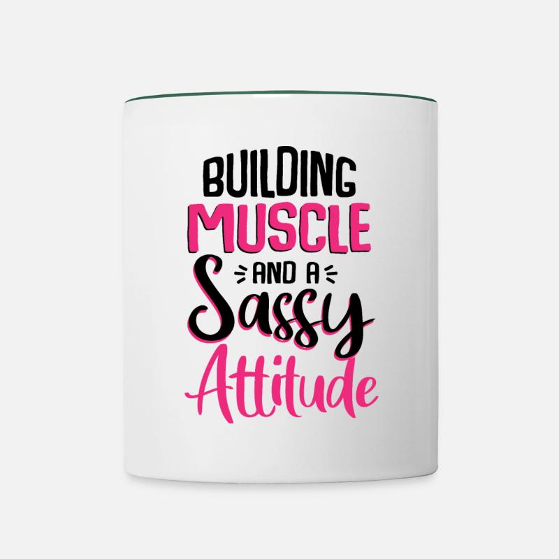Muscles Posture effrontée - Fitness - Mug contrasté - blanc/vert foncé