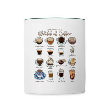 Die deliziöse Welt des Kaffee - Tasse zweifarbig - Weiß/Dunkelgrün - Vorne