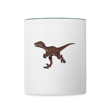 Dessin du vélociraptor - Mug contrasté - blanc/vert foncé - Devant