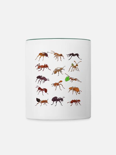 Viele verschiedene Ameisenarten - Tasse zweifarbig - Weiß/Dunkelgrün