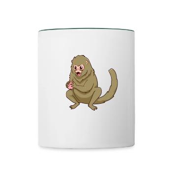 Ouistiti pygmée kawaii - Mug contrasté - blanc/vert foncé - Devant