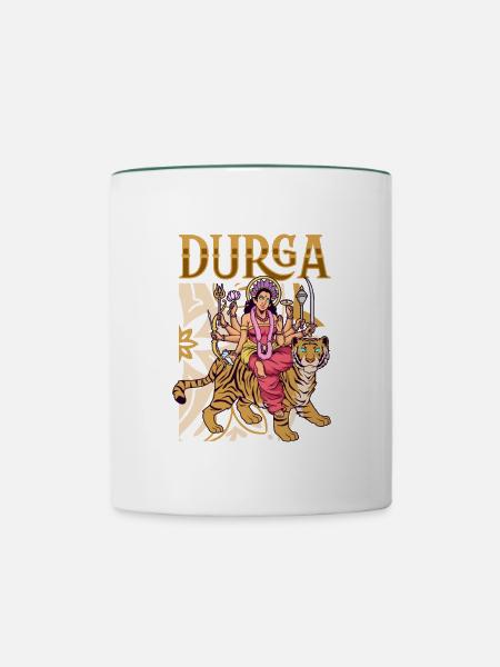 Hindu Gott - Durga - Tasse zweifarbig - Weiß/Dunkelgrün